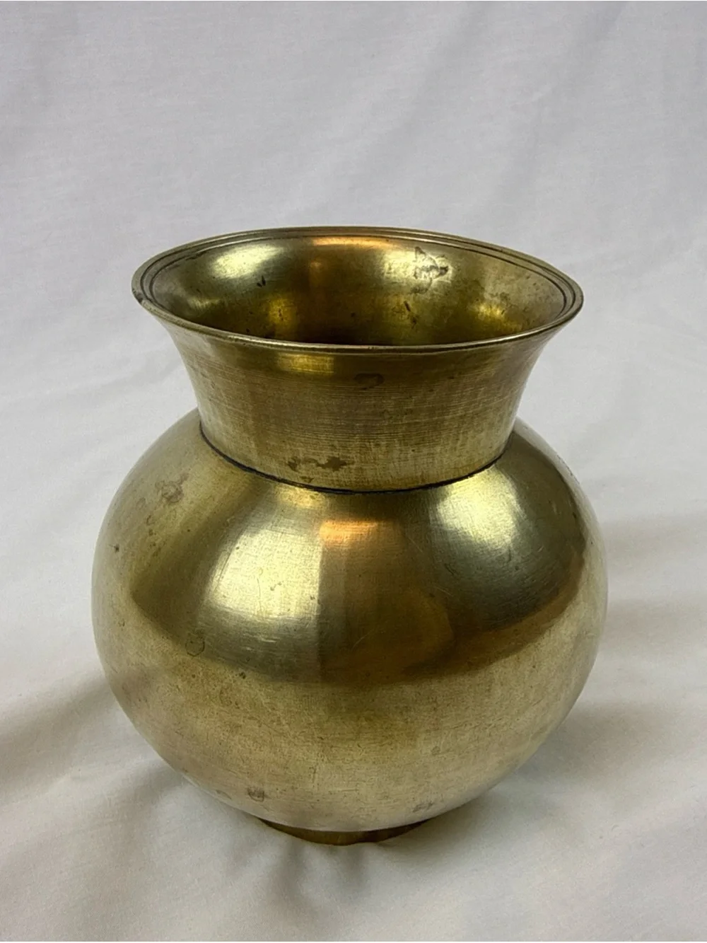 Vintage Lota Brass Holy Engraved Pot From India- Gold Finish